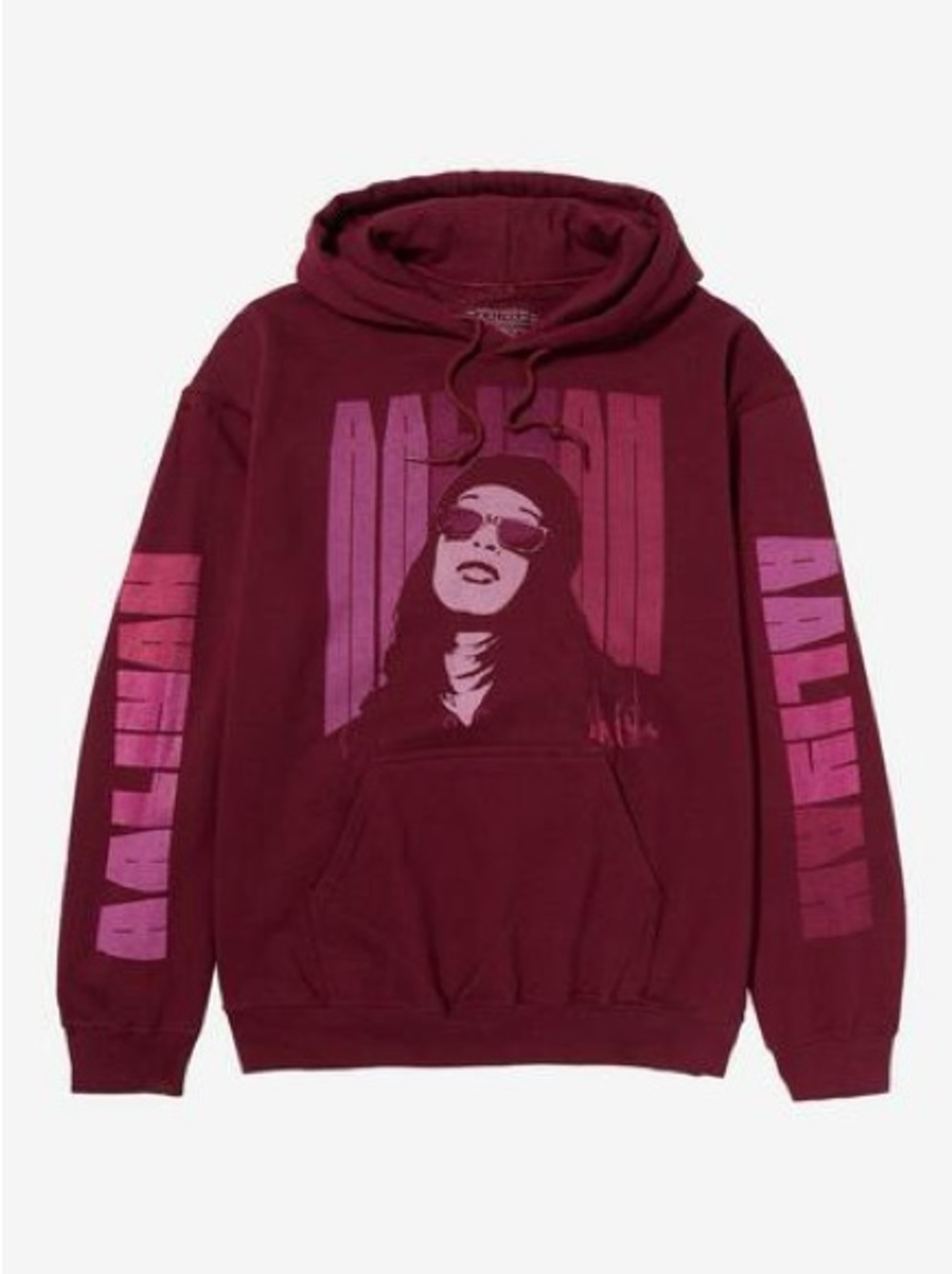 AALIYAH Maroon Graphic Pullover Hoodie with Pink Print- Size Medium New